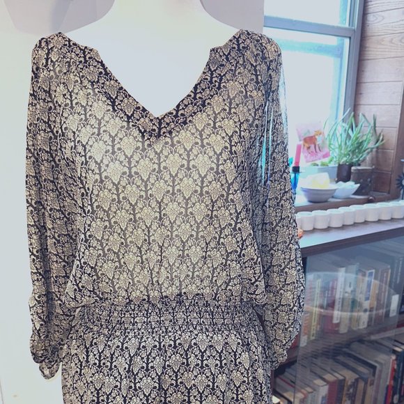 Express - Black and White Floral Dress - M - Picture 1 of 2